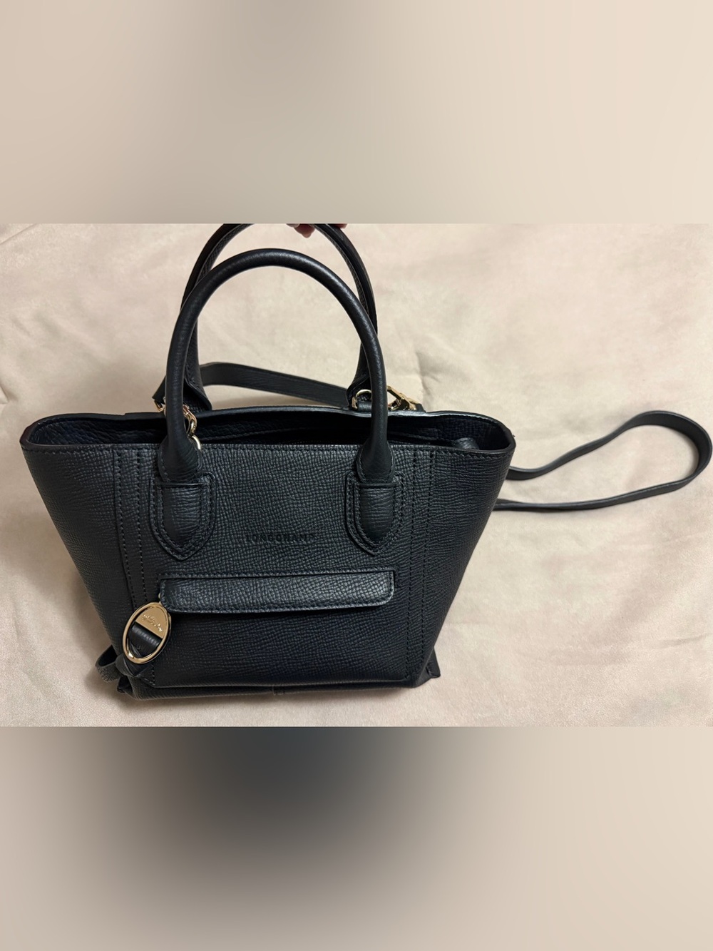 Authentic Longchamp Small Mailbox Leather Top Handle Bag w/Dust bag